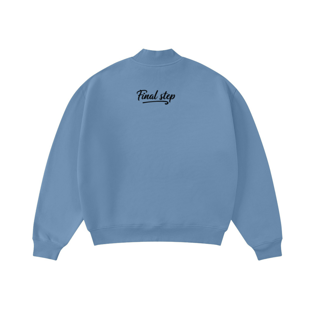 370GSM  Unisex Raw-Edge Ripped French Terry PP-Sprayed Sweatshirt Medium Blue