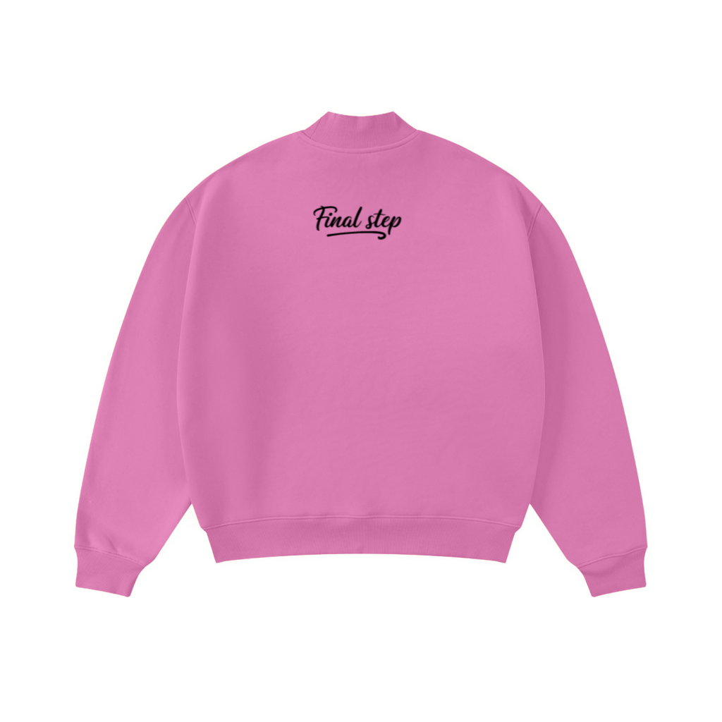 370GSM  Unisex Raw-Edge Ripped French Terry PP-Sprayed Sweatshirt Rose pink