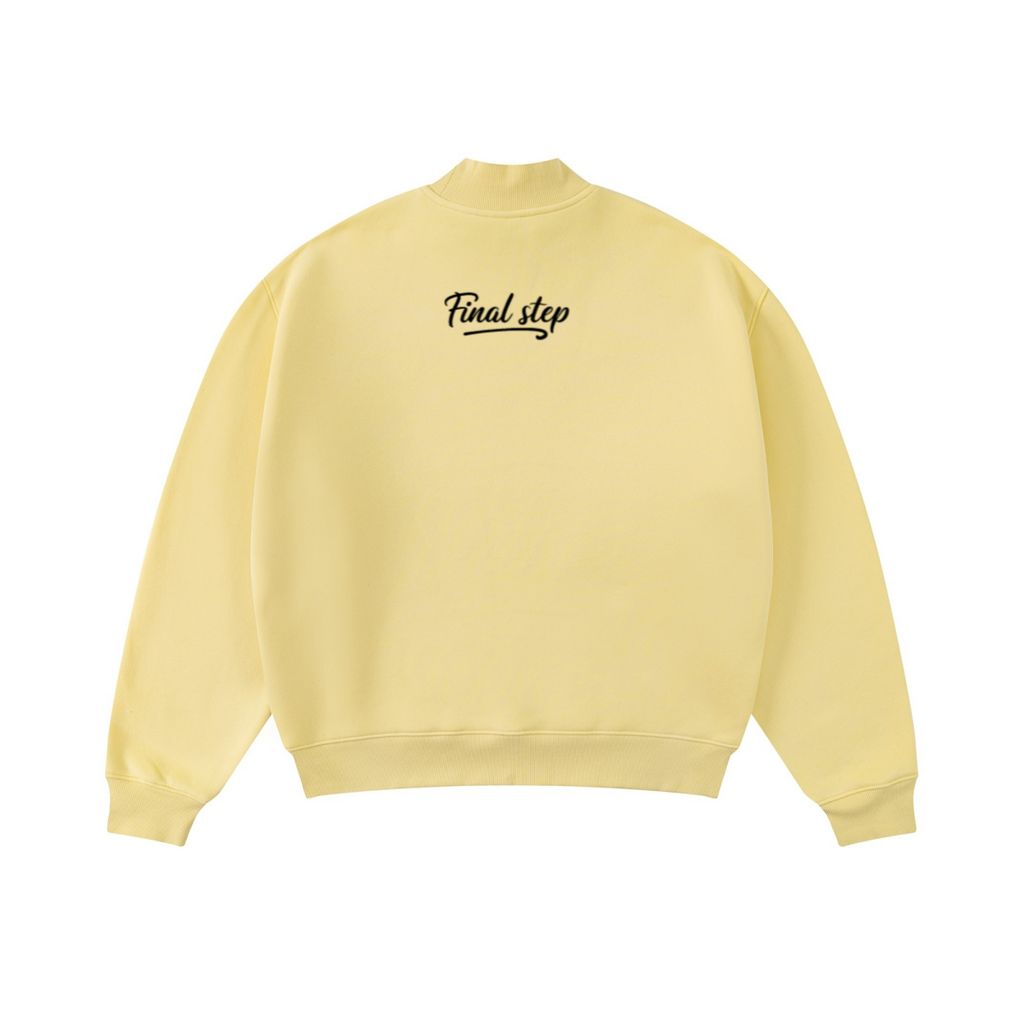 370GSM  Unisex Raw-Edge Ripped French Terry PP-Sprayed Sweatshirt Light Yellow